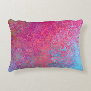 Bright Magenta Sunset Abstract Acrylic Pour Accent Pillow