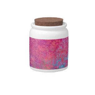 Bright Magenta Sunset Abstract Acrylic Pour Candy Jar
