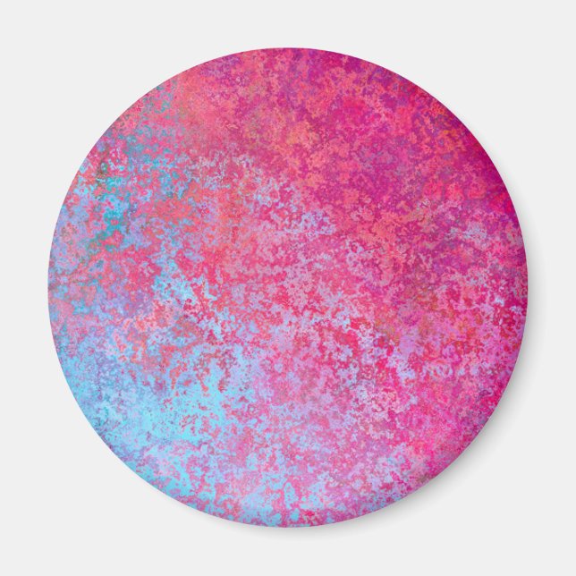 Bright Magenta Sunset Abstract Acrylic Pour Magnet (Front)