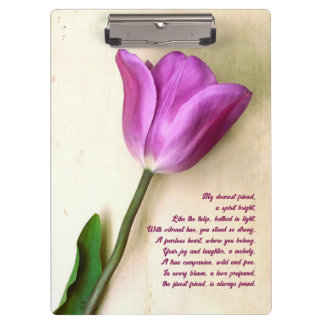 Bright Magenta Tulip Poetic Clipboard