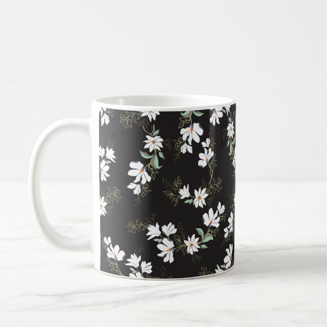 Bright Magnolia Seamless Pattern Coffee Mug (Left)