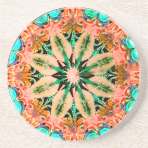 Bright Mandala Sandstone Absorbent Drink Coaster
