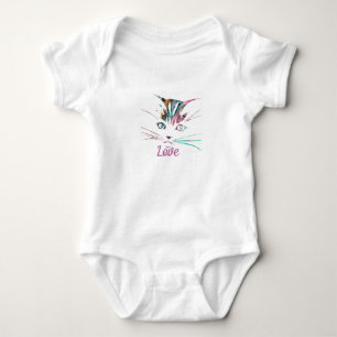 Bright marble cat face baby bodysuit