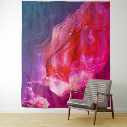  Bright Marble Hot Pink Blue Abstract Art Tapestry