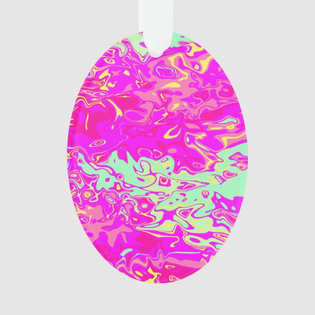 Bright Marbleized Colors Abstract Art Design Ornament (Front)