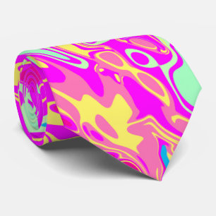 Bright Marbleized Colors Abstract Design on Tie