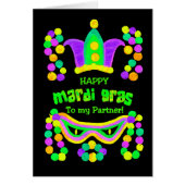 Bright Mardi Gras Card for Partner on Black (Front)