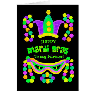 Bright Mardi Gras Card for Partner on Black