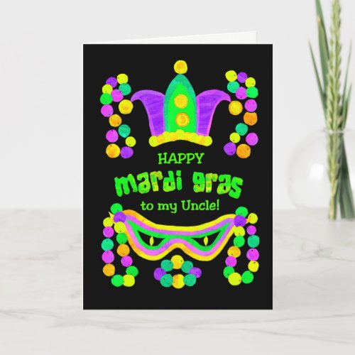 Bright Mardi Gras Card for Uncle on Black