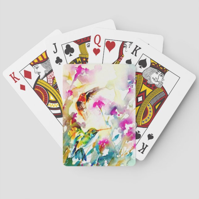 "Bright Meadow" Hummingbird Print Poker Cards (Back)