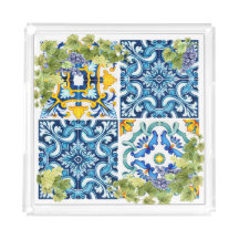 Bright Mediterranean Sicilian Tiles Grape Vine