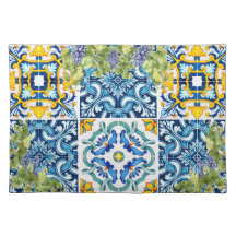 Bright Mediterranean Sicilian Tiles Grape Vine