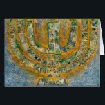 Bright Menorah Greeting Card (Blank Inside)<br><div class="desc">The original artwork for this menorah is a mixed-media painting created with acrylic paint, modeling paste, and paper by contemporary Jewish artist Meredith Gould.</div>