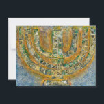 Bright Menorah Postcard<br><div class="desc">The original artwork for this menorah is a mixed-media painting created with acrylic paint,  modeling paste,  and paper by contemporary Jewish artist Meredith Gould.</div>