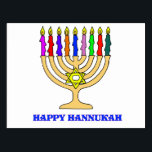 Bright Menorah Postcard<br><div class="desc">A bright Hannukah menorah with the words Happy Hannukah welcomes the holiday. Happy latke eating!</div>