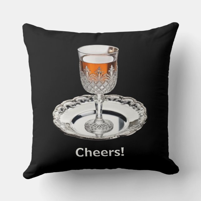 Bright & Merry, Now Where's the Sherry? Funny Xmas Throw Pillow (Back)
