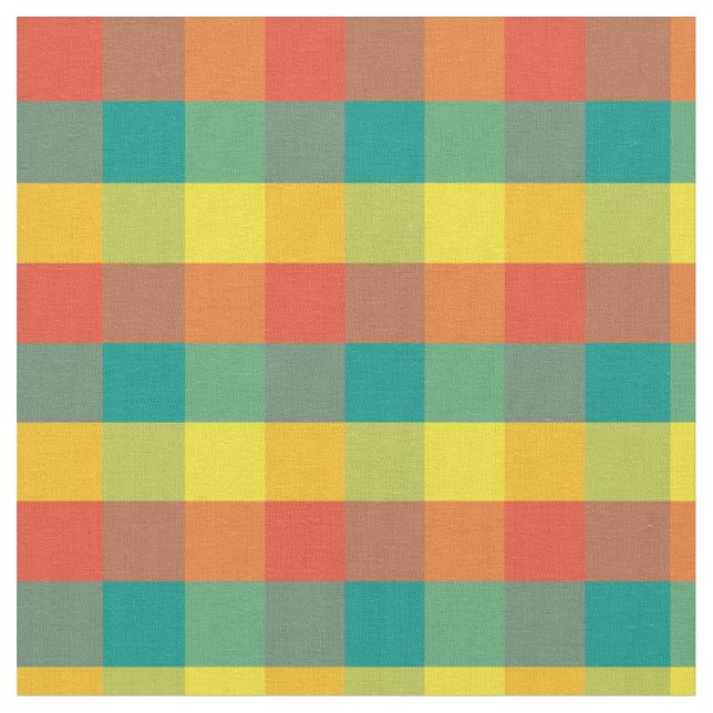 Bright Mexican Fiesta Plaid Fabric (Close Up)