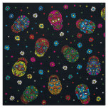 Bright mexican floral skull fabric