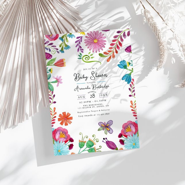 Bright Mexican Folk Art Baby Shower Invitation (Bright Mexican Folk Art Baby Shower Invitation)