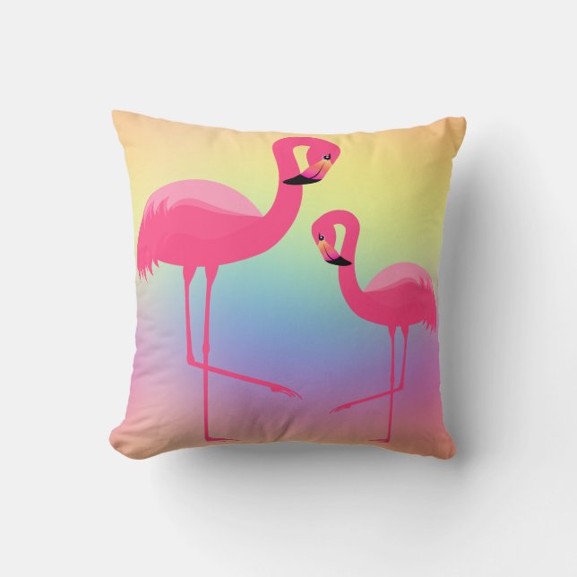 BRIGHT Miami PINK FLAMINGO PASTEL Throw Pillow (Front)