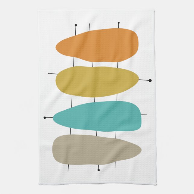 Bright Mid Century Guitar Picks on Lines Kitchen Towel (Vertical)