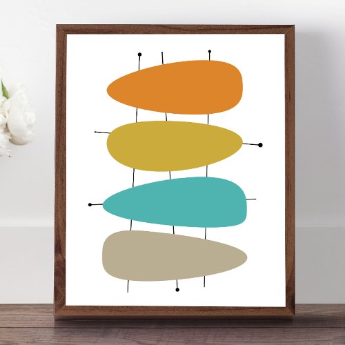 Bright Mid Century Teardrops and Lines Poster