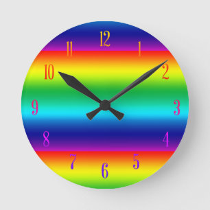 Bright Mid Spectrum Colors Rainbow Round Clock