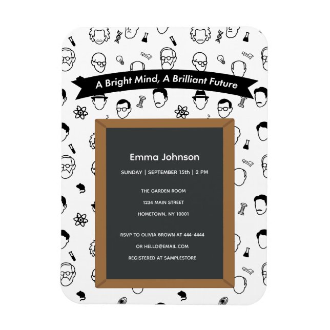 Bright Mind Brilliant Future Editable Invitation Magnet (Vertical)