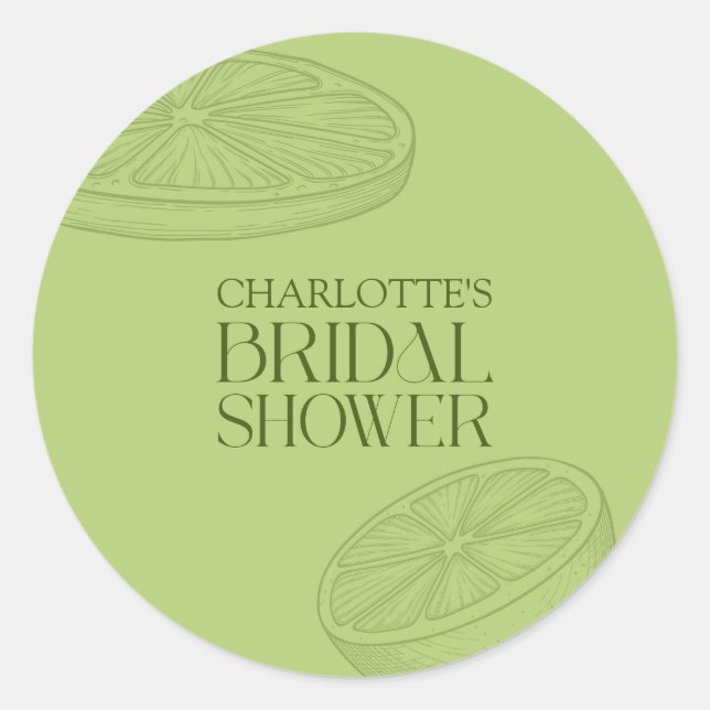 Bright Minimalist Citrus Bridal Shower Classic Round Sticker (Front)