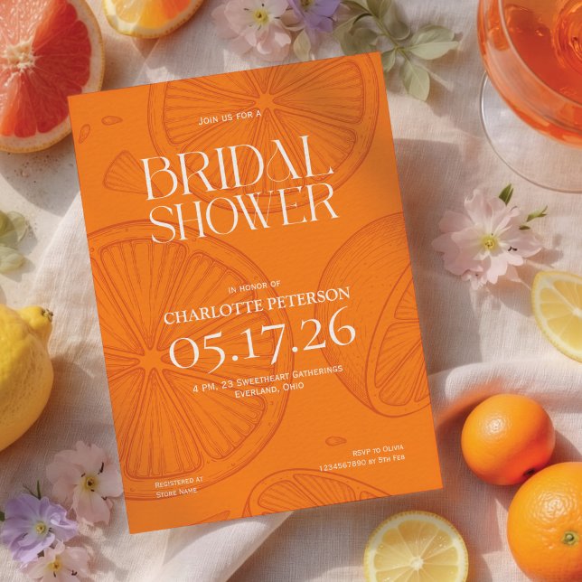 Bright Minimalist Citrus Bridal Shower invite (Creator Uploaded)