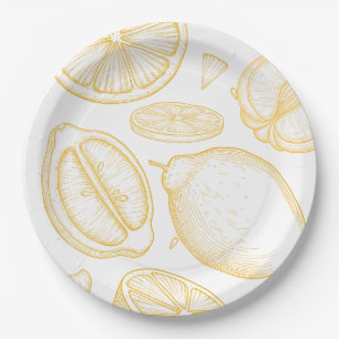 Bright Minimalist Citrus Bridal Shower Paper Plates