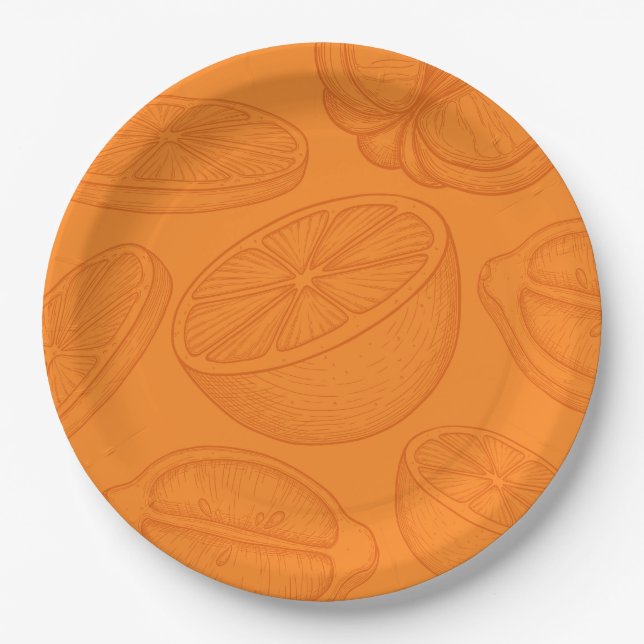 Bright Minimalist Citrus Bridal Shower Paper Plates (Front)