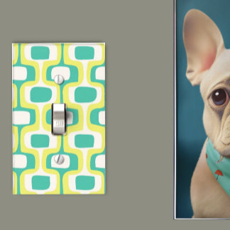 Bright Mint Chartreuse Mid-Century Modern Pattern Light Switch Cover