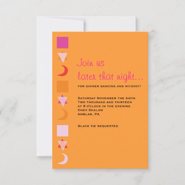 BRIGHT MITZVAH Bar Bat Mitzvah Reception Card (Front)