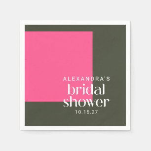 Bright Mod Groovy Pink Green Bridal Shower Custom Napkins