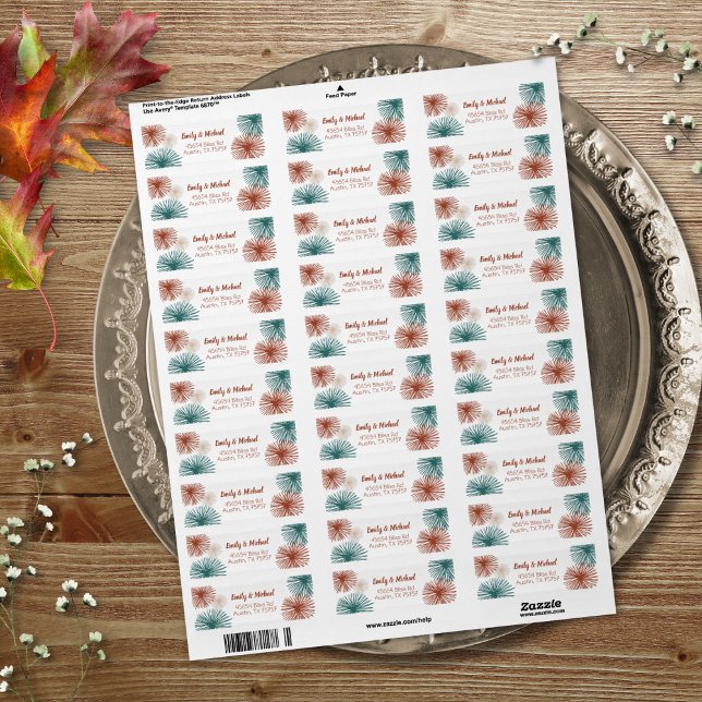 Bright Modern Abstract Dark Teal, Copper, Bisque  Label (Creator Uploaded)