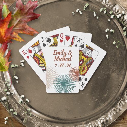 Bright Modern Abstract Dark Teal Copper Bisque Poker Cards