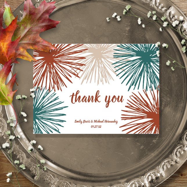 Bright Modern Abstract Dark Teal Copper Bisque  Thank You Card (Creator Uploaded)