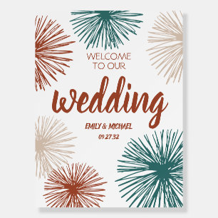 Bright Modern Abstract Dark Teal Copper Welcome Foam Board