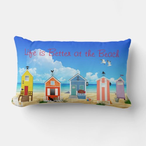 Bright Modern Beach Houses Lumbar Pillow