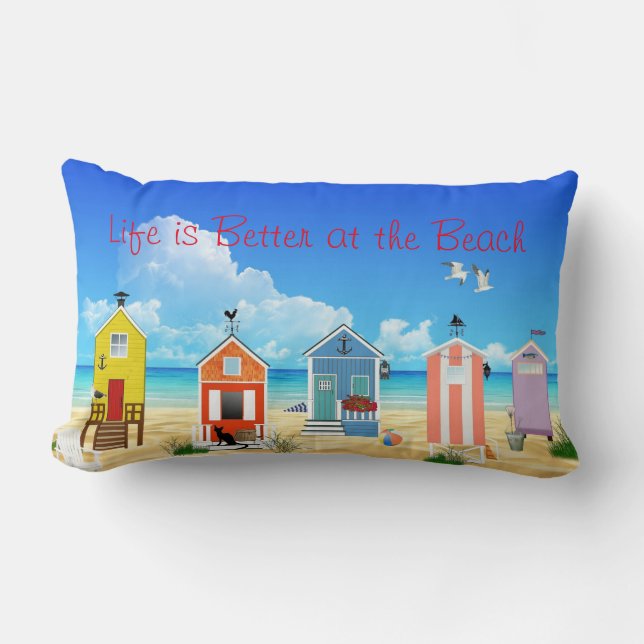 Bright, Modern Beach Houses Lumbar Pillow (Front)