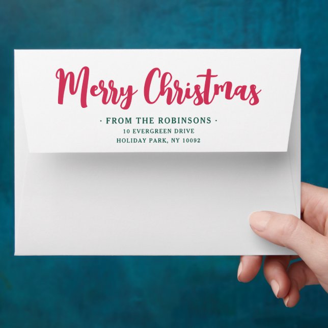Bright Modern Calligraphy Christmas Return Address Envelope (Hand)