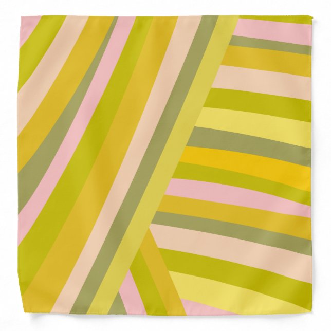 Bright Modern Citrus Stripes Pattern Bandana (Front)