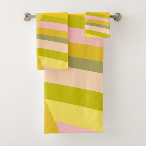 Bright Modern Citrus Stripes Pattern Bath Towel Set