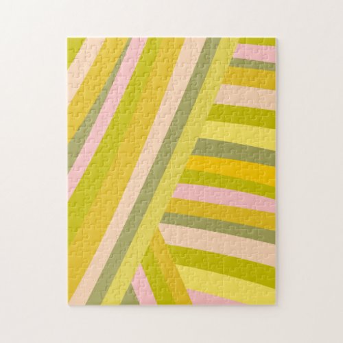 Bright Modern Citrus Stripes Pattern Jigsaw Puzzle