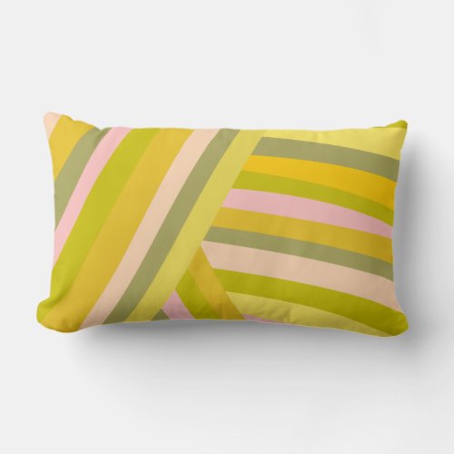 Bright Modern Citrus Stripes Pattern Lumbar Pillow