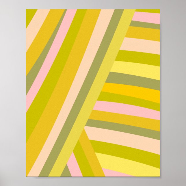 Bright Modern Citrus Stripes Pattern Poster (Front)