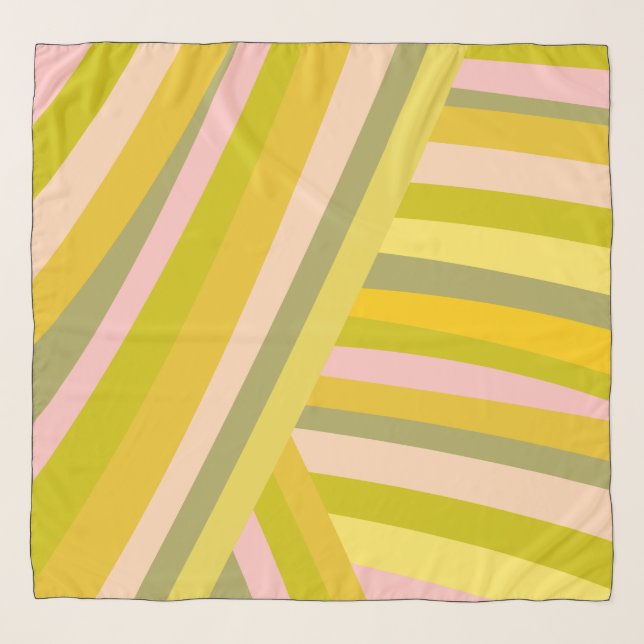 Bright Modern Citrus Stripes Pattern Scarf (Front)