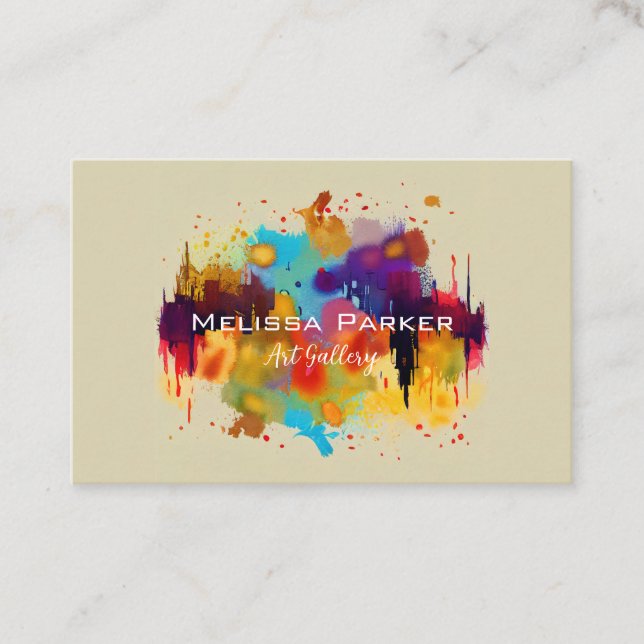 Bright Modern Cool Abstract Chic Watercolour Business Card (Front)