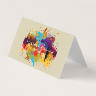 Bright Modern Cool Abstract Chic Watercolour Business Card